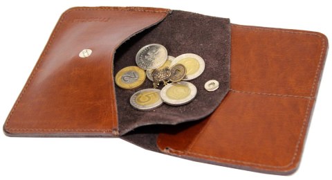 Etui Na Karty Dokumenty PolskaGalanteria Duże BRĄZOWY Skóra Naturalna Pionowe z Miejscem Na Bilon MOTYW STATEK 12 x 9 [cm]