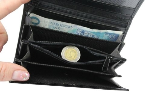 Klasyczny Portfel Damski CIEMNA WIŚNIA HARO (PL) Poziomy Mały Skóra Włoska 14 x 9 [cm]