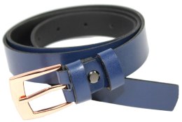 Pasek Damski Skórzany Gładki Arucce (PL) 25 mm Wąski Miedziana Klamra GRANATOWY   