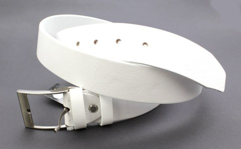 Pasek Męski Skórzany PAS-MAX (PL) Skóra Licowa EXTRA 35 mm BIAŁY Klamra Tradycyjna K10