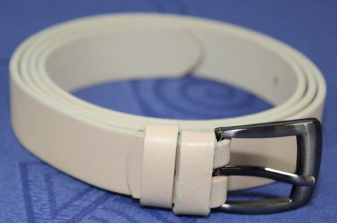 Pasek Skórzany Damski PAS-MAX (PL) Skóra Licowa EXTRA Gładki 25 mm KREMOWY Pasek Skórzany Damski PAS-MAX (PL) Skóra Licowa EXTRA Gładki 25 mm KREMOWY