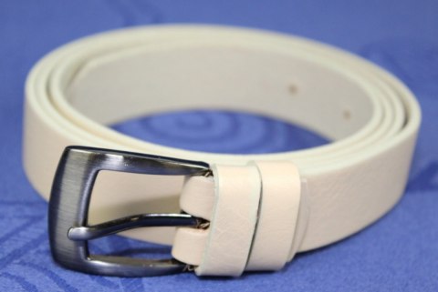 Pasek Skórzany Damski PAS-MAX (PL) Skóra Licowa EXTRA Gładki 25 mm KREMOWY Pasek Skórzany Damski PAS-MAX (PL) Skóra Licowa EXTRA Gładki 25 mm KREMOWY