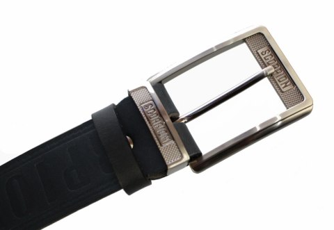 Pasek Skórzany MASSIMO (PL) Tłoczony Napis "SCORPION" Skóra Naturalna EXTRA 40 mm CZARNY Pasek Skórzany MASSIMO (PL) Tłoczony Napis "SCORPION" Skóra Naturalna EXTRA 40 mm CZARNY