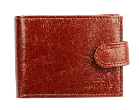 Portfel ANDRUS (PL) Skóra Naturalna Licowa Mały Poziomy Z Zapięciem 11 x 8 x 2,5 [cm]