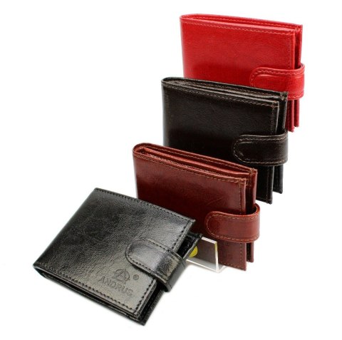 Portfel ANDRUS (PL) Skóra Naturalna Licowa Mały Poziomy Z Zapięciem 11 x 8 x 2,5 [cm]