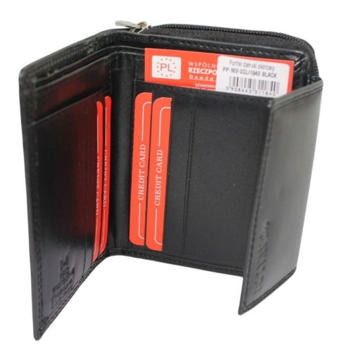 Portfel Damski Skóra Licowa CAVALDI PP-902-SCL CZARNY RFID Suwak Na Zewnątrz Kuferek 13 x 10x 3 [cm]