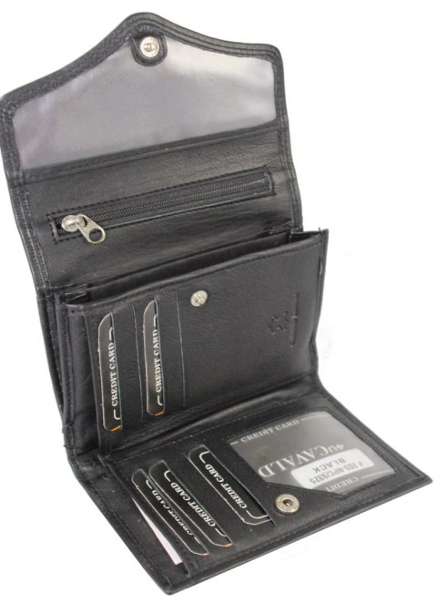 Portfel Damski Skórzany CAVALDI 205-NPC Czarny Skóra Licowa 13,5 x 9 x 4 [cm]