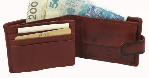 Portfel Męski Skórzany EL FORREST Mały Skóra Bydlęca Poziomy Z Zapinką Jedno Skrzydełko 851 29 RFID BRĄZOWY 11 x 8 x 2 [cm]
