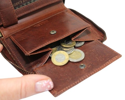 Portfel Męski Skórzany Peterson Skóra Naturalna Duży Piórnik Z Zapięciem Na Suwak N4C-06 "MOTORCYCLES" BRĄZOWY 13 x 10 x 2 [cm]