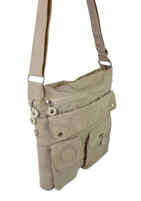 Stylowa Lekka Materiałowa Torba Średnia Kwadrat Listonoszka Na Ramię Bag Street NR 2221 BEŻOWY Stylowa Lekka Materiałowa Torba Średnia Kwadrat Listonoszka Na Ramię Bag Street NR 2221 BEŻOWY