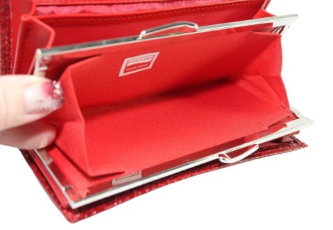 Portfel Damski MARCO (PL) 16 cm Klamra Skóra Naturalna PD-62B CZERWONY Lakierowany 16 x 10 x 3 [cm]