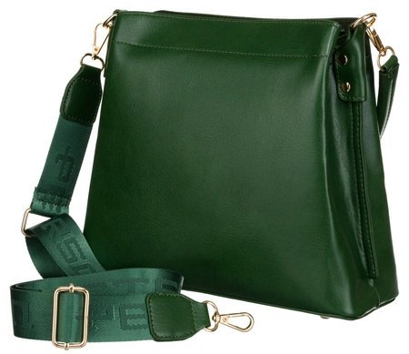 Torebka Z Ekologicznej Skóry Włoskiej PETERSON 9993 Z Podwójnym Paskiem ZIELONA 25 x 28 x 10 [cm]