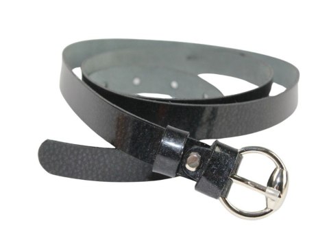 Pasek Damski Skórzany Gładki GRETOS (PL) 20 mm CZARNY LAKIEROWANY Pasek Damski Skórzany Gładki GRETOS (PL) 20 mm CZARNY LAKIEROWANY