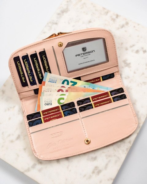 Portfel Damski PETERSON Klamra Na Zewnątrz Skóra Włoska Extra PTN 1841 18,5 x 10,5 x 3 [cm]