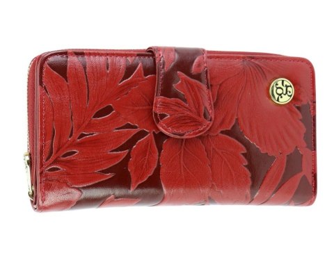 Portfel Damski Skóra Naturalna GREGORIO Z Suwakiem Piórnik RFID HL116 CZERWONY 16 x 9,5 x 3 [cm]