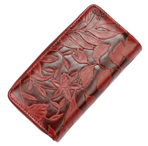 Portfel Damski Skóra Naturalna GREGORIO Z Suwakiem Piórnik RFID HL116 CZERWONY 16 x 9,5 x 3 [cm]