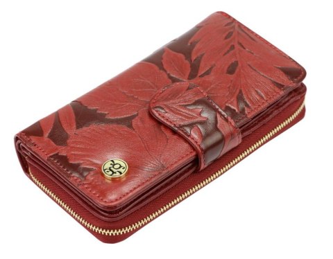 Portfel Damski Skóra Naturalna GREGORIO Z Suwakiem Piórnik RFID HL116 CZERWONY 16 x 9,5 x 3 [cm]