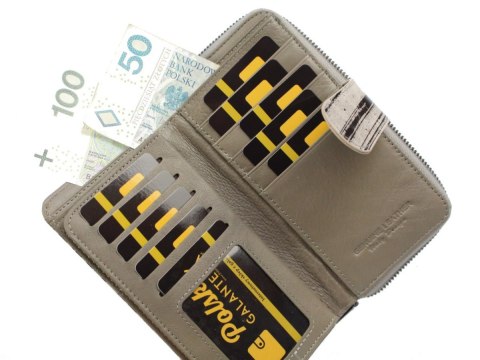 Portfel Damski Skóra Naturalna GREGORIO Z Suwakiem Piórnik RFID HL116 CZERWONY 16 x 9,5 x 3 [cm]