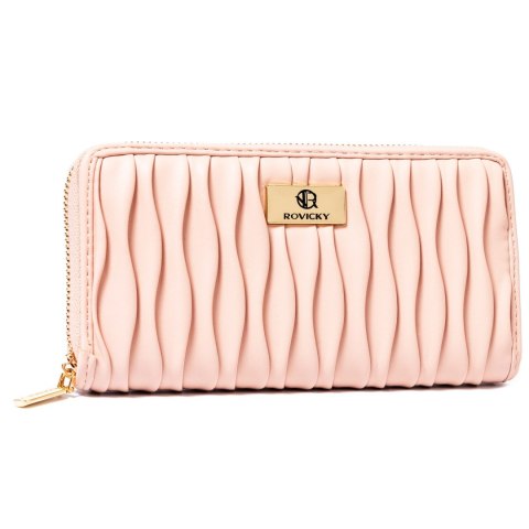 Portfel Damski Skóra Włoska Rovicky (PL) Duży Z Metalowym Suwakiem Piórnik PU R-PFF-01 19,5 x 10,5 x 2  [cm]