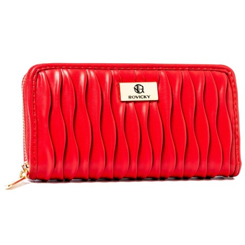 Portfel Damski Skóra Włoska Rovicky (PL) Duży Z Metalowym Suwakiem Piórnik PU R-PFF-01 19,5 x 10,5 x 2  [cm]