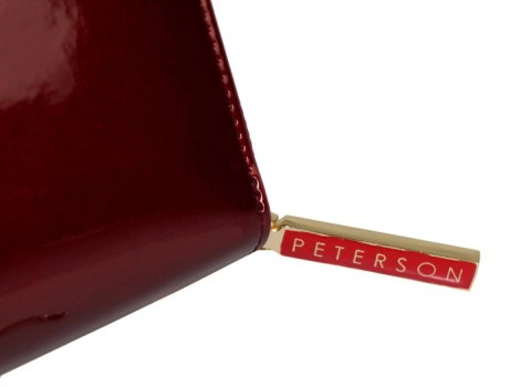 Portfel Damski Skóra Licowa Lakierowana PETERSON Duży Z Suwakiem Piórnik Z Zapięciem BC 603 RFID 16,5 x 10,5 x 3 [cm]