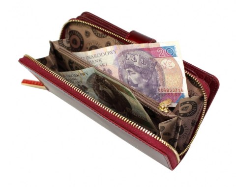 Portfel Damski Skóra Licowa Lakierowana PETERSON Duży Z Suwakiem Piórnik Z Zapięciem BC 603 RFID 16,5 x 10,5 x 3 [cm]