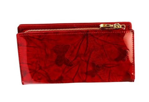 Portfel Damski Skórzany GREGORIO Lakierowany Długi Z Suwakiem Na Zewnątrz BTS-124 CZERWONY 19,5 x 10 x 3,5 [cm]