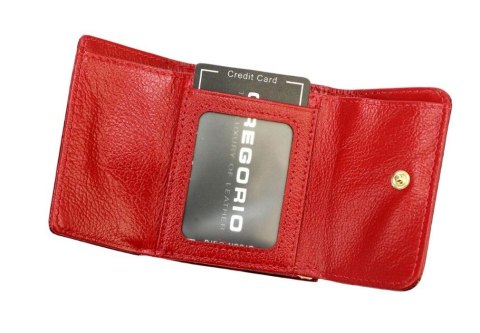 Portfel Damski Skórzany GREGORIO Skóra Licowa Lakierowany Mały Z Klamrą BTS-126 CZARNY 9.5 x 8 x 2.5 [cm]