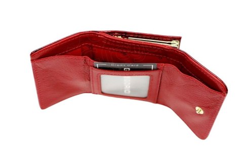 Portfel Damski Skórzany GREGORIO Skóra Licowa Lakierowany Mały Z Klamrą BTS-126 KREMOWY 9.5 x 8 x 2.5 [cm]