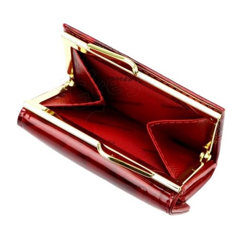 Portfel Damski Skórzany GREGORIO Skóra Licowa Lakierowany Mały Z Klamrą BTS-126 KREMOWY 9.5 x 8 x 2.5 [cm]