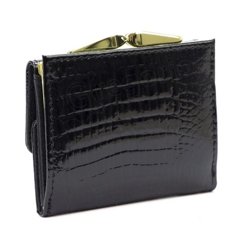 Portfel Damski Skórzany GREGORIO Skóra Licowa Lakierowany Mały Z Klamrą RFID GF-126 CZERWONY 9.5 x 8 x 2.5 [cm]