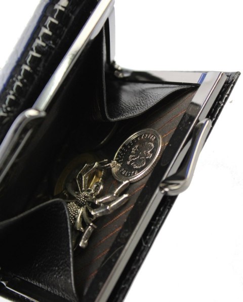 Portfel Damski Skórzany LORENTI Skóra Licowa Lakierowany Mały Z Klamrą RFID 55287-HYM ZIELONY 9,5 x 7,5 x 3 [cm]