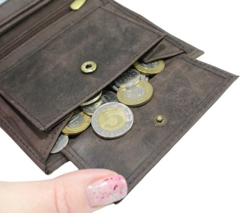 Portfel Męski Polska Galanteria (PL) Skóra Licowa Pionowy Bez Zapięcia Dwa Skrzydełka N4-CHM RFID ,,RYBA,, 13 x 10 x 2 [cm]