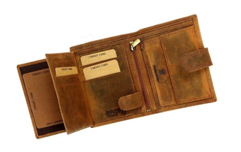Portfel Męski Skórzany ALWAYS WILD Skóra Licowa Duży Pionowy Z Zapięciem RFID AW-N4L-GHD/5404 BRĄZOWY 13 x 10 x 2 [cm]