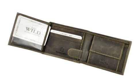 Portfel Męski Skórzany ALWAYS WILD Skóra Licowa Mały Poziomy  RFID N0035-CHM/8694 CZARNY 10 x 9 x 2 [cm]