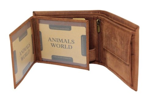 Portfel Męski Skórzany Peterson Skóra Naturalna Duży Poziomy Bez Zapięcia Dwa Skrzydełka N992 BRĄZOWY "AMSTAFF" 13 x 10 x 2 [cm]