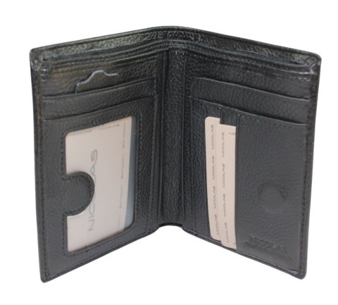 Elegancki Portfel Męski Skórzany NICOLAS 1003 Skóra Licowa Duży Pionowy Bez Zapięcia Na Magnes Suwak Na Bilon 13,5 x 10 x 2 [cm]