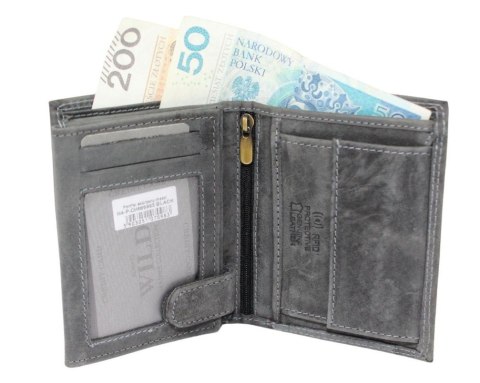 Portfel Męski Skórzany ALWAYS WILD Skóra Licowa Duży Pionowy Dwa Skrzydełka RFID N4-P-CHM 0983 CZARNY 13 x 10 x 2 [cm]