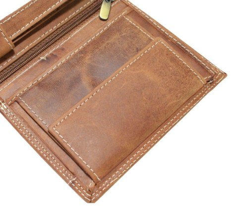 Portfel Męski Skórzany ALWAYS WILD Skóra Licowa Duży Pionowy Dwa Skrzydełka RFID N4-P 1003 JASNY BRĄZOWY 13 x 10 x 2 [cm]