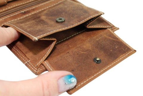 Portfel Męski Skórzany ALWAYS WILD Skóra Licowa Duży Pionowy Dwa Skrzydełka RFID N4-P 1003 JASNY BRĄZOWY 13 x 10 x 2 [cm]