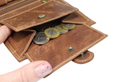 Portfel Męski Skórzany ALWAYS WILD Skóra Licowa Duży Pionowy Z Zapięciem RIFD N4L-CHM 13 x 10 x 2 [cm]