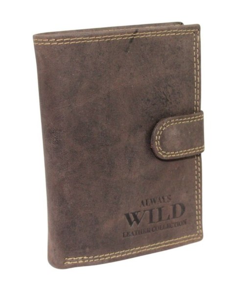 Portfel Męski Skórzany ALWAYS WILD Skóra Licowa Duży Pionowy Z Zapięciem RIFD N4L-CHM 13 x 10 x 2 [cm]
