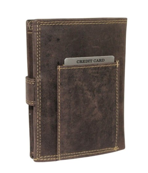 Portfel Męski Skórzany ALWAYS WILD Skóra Licowa Duży Pionowy Z Zapięciem RIFD N4L-CHM 13 x 10 x 2 [cm]