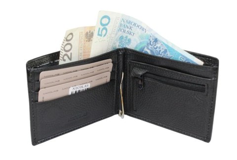 Portfel Męski Skórzany NICOLAS Skóra LicowaPoziomy Jedno Skrzydełko Suwak Na Bilon Sprężyna Na Banknoty 1009 11 x 9 x 2 [cm]