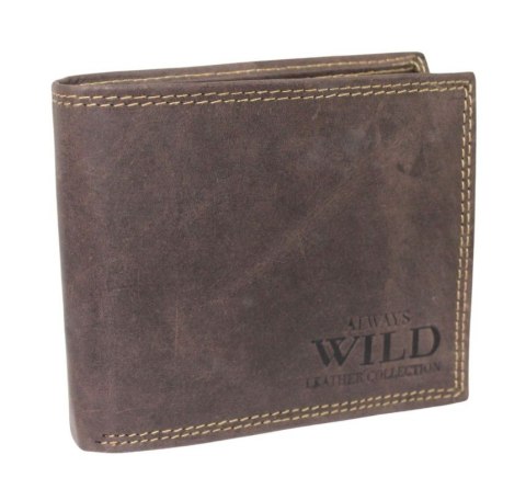 Portfel Męski Skórzany WILD Skóra Licowa Duży Poziomy Bez Zapięcia RFID N992-P 12 x 10 x 2 [cm]