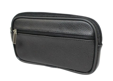 Skórzane Etui Na Telefon MAGRE (PL) Płaska Saszetka JÓZEK Na Pasek Z Suwakiem Na Smartfona CZARNY 18,5 x 11 x 2 [cm]