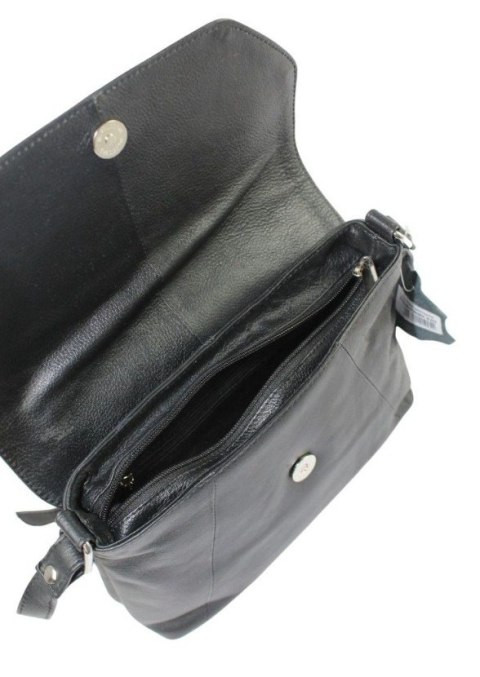 Stylowa Listonoszka Ze Skóry Włoskiej Ekologicznej ROVICKY R-TSL-08-CPDM CZARNA 26 x 21 x 9 [cm]