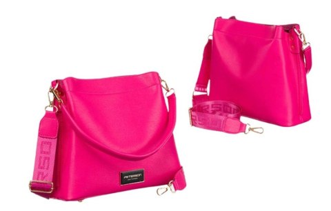 Torebka Z Ekologicznej Skóry Włoskiej PETERSON 9993/H3655 Z Podwójnym Paskiem RÓŻOWA 25 x 28 x 10 [cm]