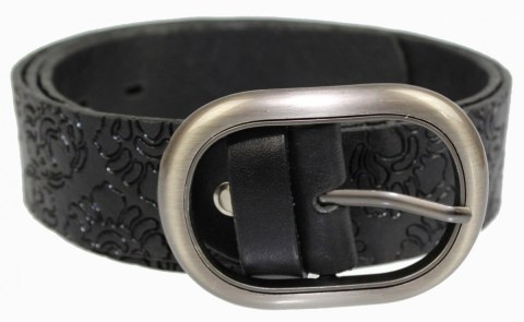 Pasek Damski Skórzany CEZ-MAR (PL) Skóra Naturalna Licowa Ekstra 40 mm "TŁOCZENIE WZÓR KWIATOWY" CZARNY Pasek Damski Skórzany CEZ-MAR (PL) Skóra Naturalna Licowa Ekstra 40 mm "TŁOCZENIE WZÓR KWIATOWY" CZARNY