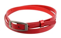 Pasek Damski Skórzany PAS-MAX (PL) 15 mm Lakierowany CZERWONY